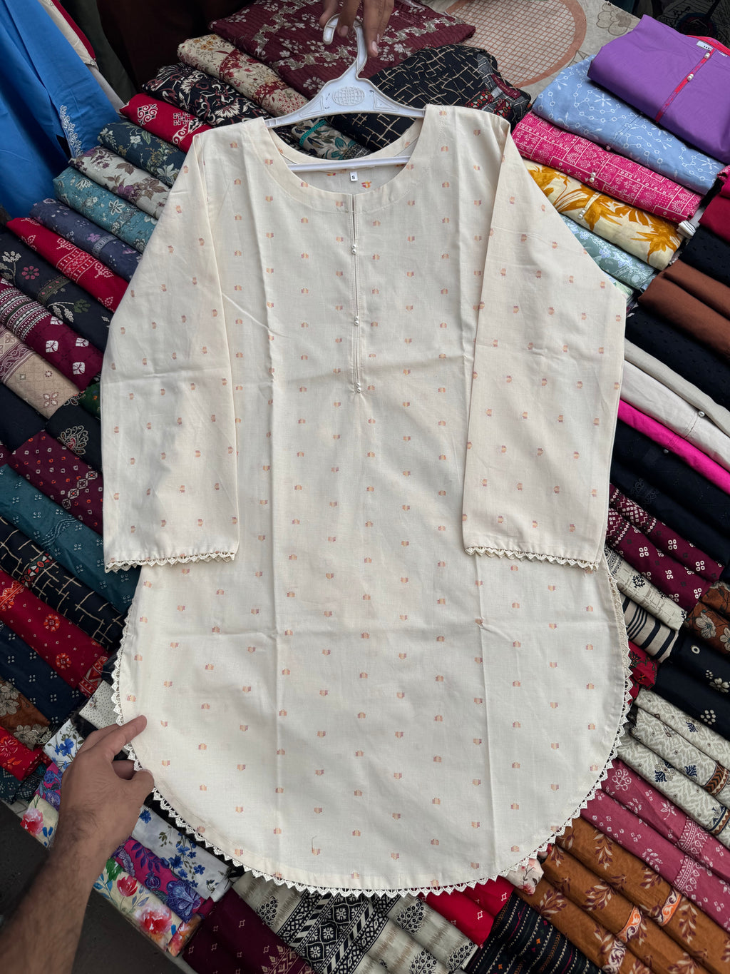 2 Pc plain Shirt & Printed Farshi Cord Set