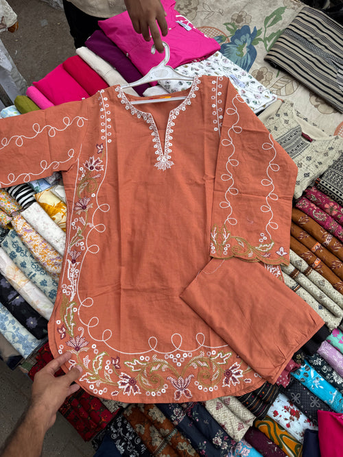 2 pc Embroidered Cord Set