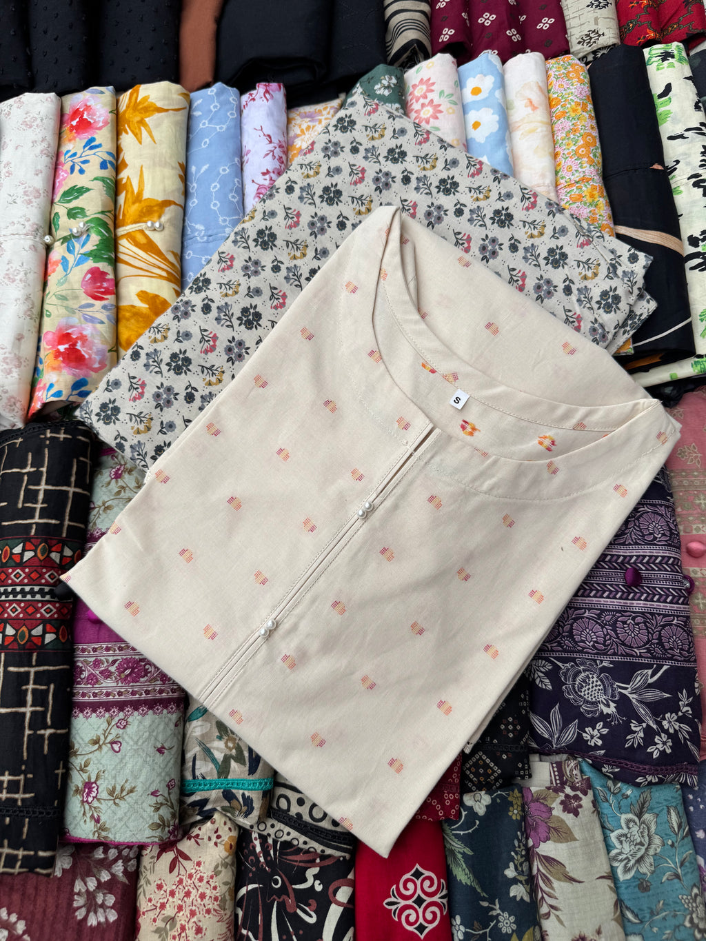 2 Pc plain Shirt & Printed Farshi Cord Set