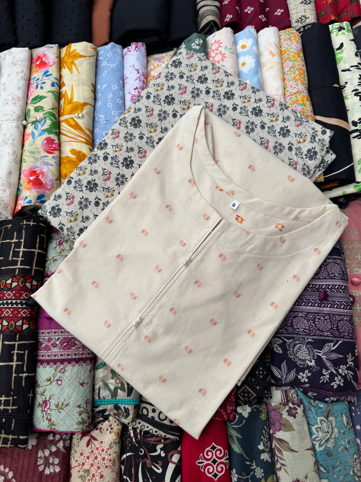 2 Pc plain Shirt & Printed Farshi Cord Set