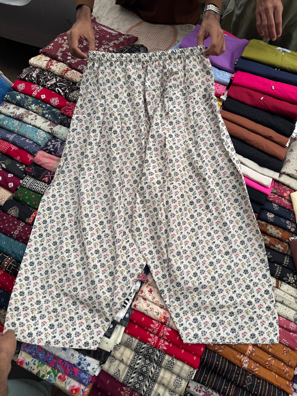 2 Pc plain Shirt & Printed Farshi Cord Set