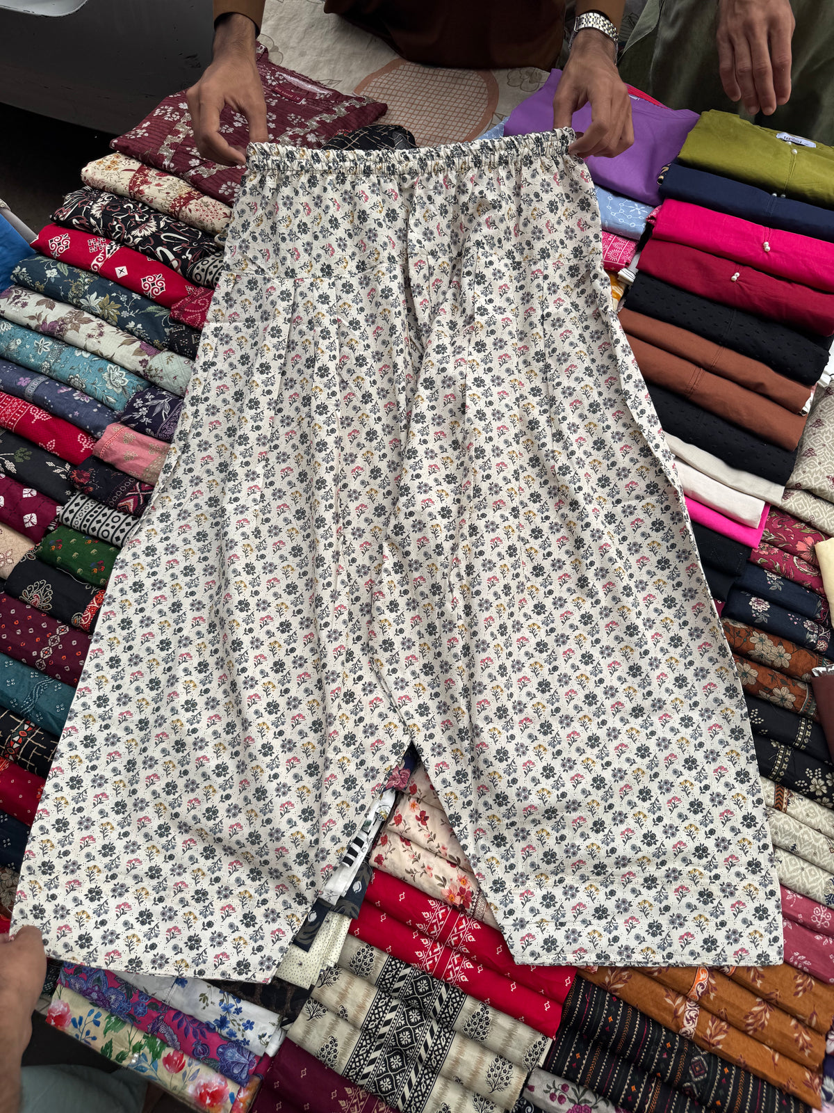 2 Pc plain Shirt & Printed Farshi Cord Set