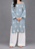 2 pc Embroidered Cord Set With White Plain Farshi Shalwar