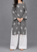 2 pc Embroidered Cord Set With White Plain Farshi Shalwar