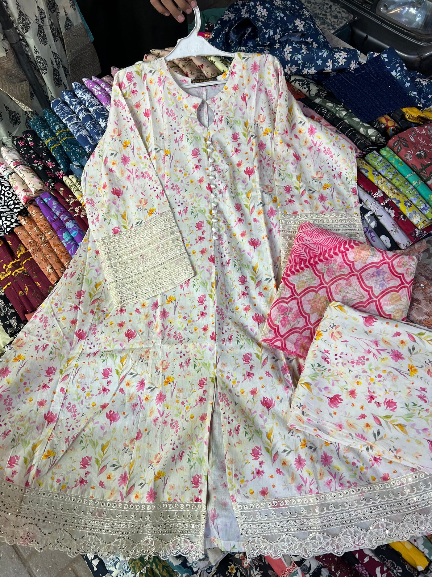 3 Piece Eplic Work Frock (Lawn Fabric)