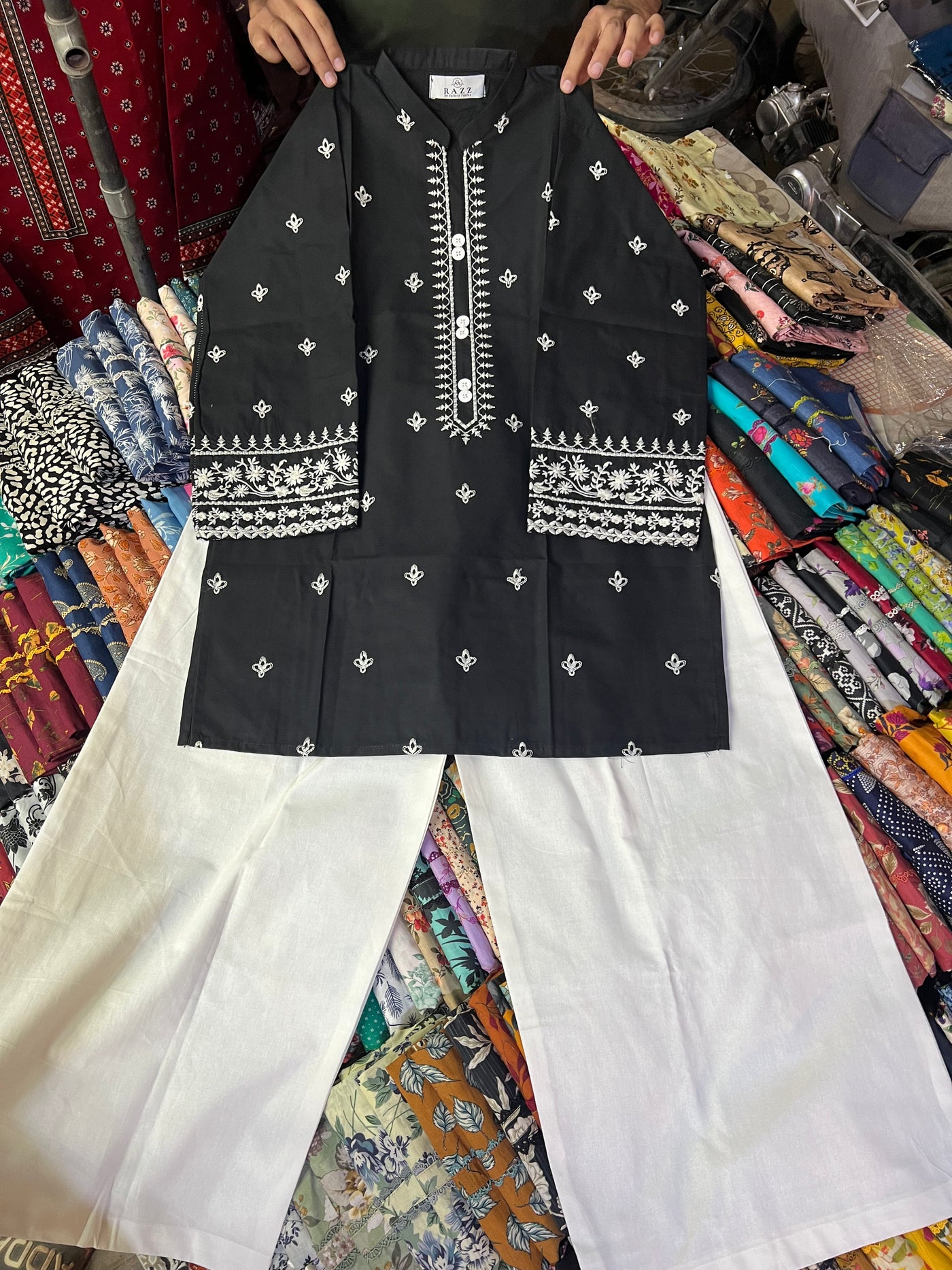 Embroidered Kurta & Flapper, Farshi Shalwar Set