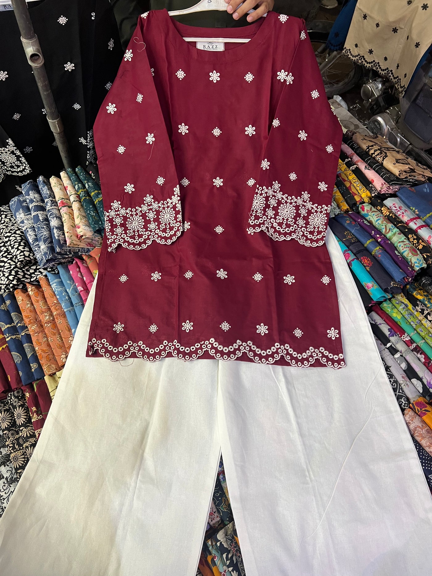 Embroidered Kurta & Flapper, Farshi Shalwar Set