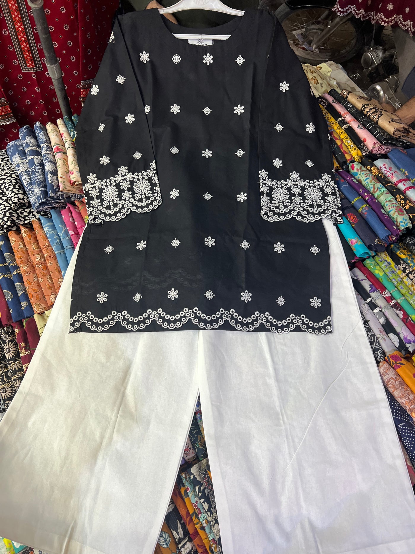 Embroidered Kurta & Flapper, Farshi Shalwar Set